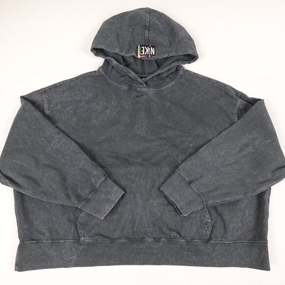 NIKE Stonewash Lightweight Crop Hoodie Women's XL Embroidered Swoosh Neon Logo - Picture 1 of 11